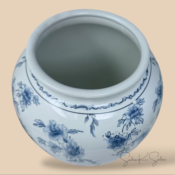 8"‎ Blue Floral Round Ceramic Vase - My Texas House - Picture 8 of 8